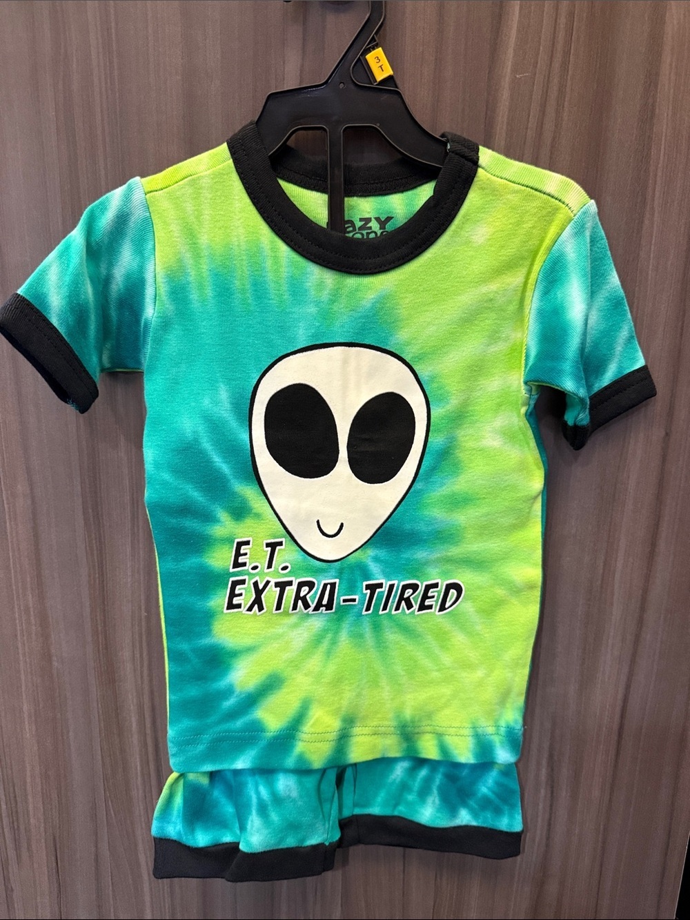 Lazy One Tie-Dye Alien Tee - Green & Teal with Black Trim